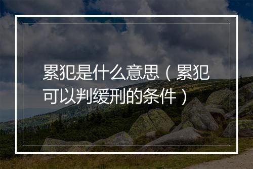 累犯是什么意思（累犯可以判缓刑的条件）