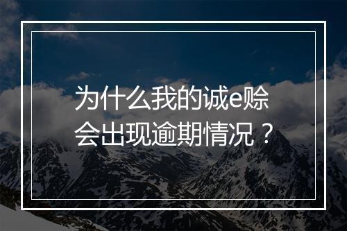 为什么我的诚e赊会出现逾期情况？