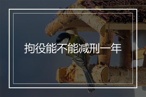 拘役能不能减刑一年