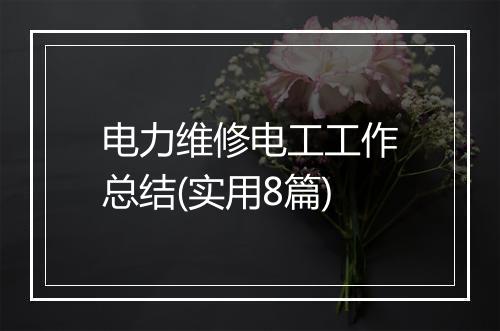 电力维修电工工作总结(实用8篇)