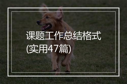 课题工作总结格式(实用47篇)