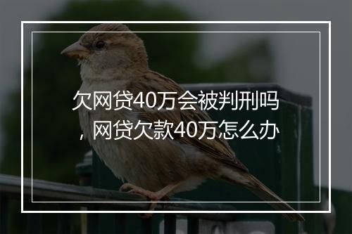 欠网贷40万会被判刑吗，网贷欠款40万怎么办