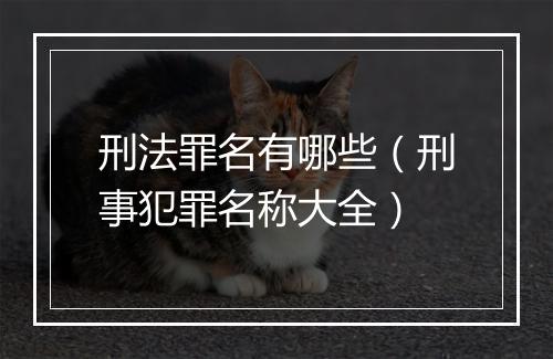 刑法罪名有哪些（刑事犯罪名称大全）