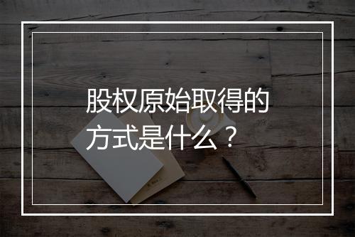 股权原始取得的方式是什么？