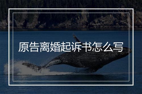 原告离婚起诉书怎么写