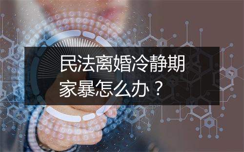民法离婚冷静期家暴怎么办？