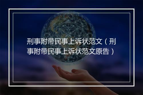 刑事附带民事上诉状范文（刑事附带民事上诉状范文原告）