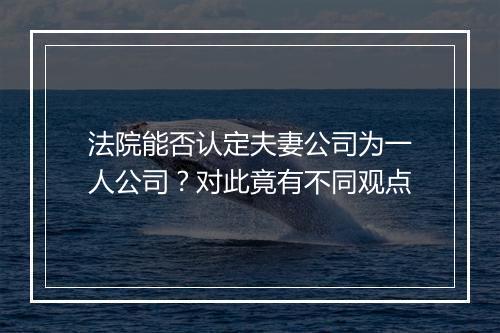 法院能否认定夫妻公司为一人公司？对此竟有不同观点