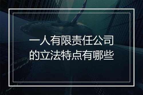 一人有限责任公司的立法特点有哪些