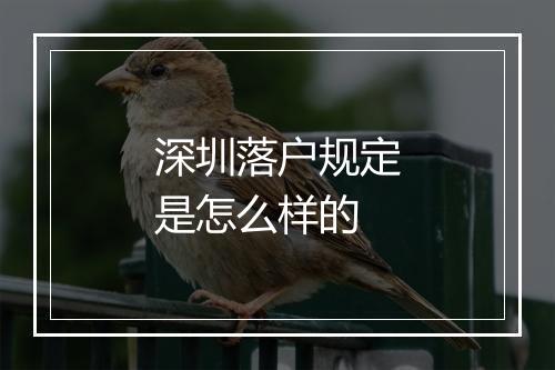 深圳落户规定是怎么样的