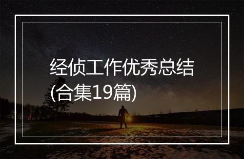 经侦工作优秀总结(合集19篇)