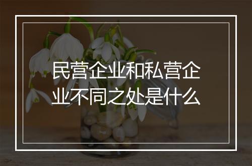 民营企业和私营企业不同之处是什么