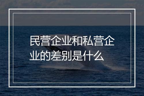民营企业和私营企业的差别是什么