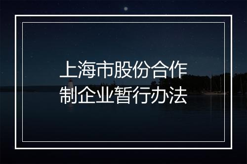 上海市股份合作制企业暂行办法