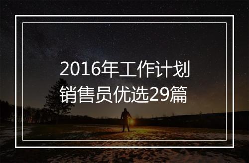 2016年工作计划销售员优选29篇
