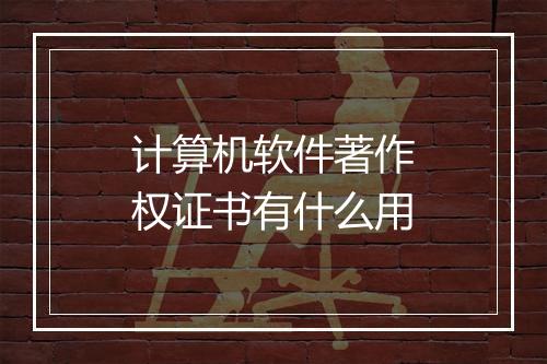 计算机软件著作权证书有什么用