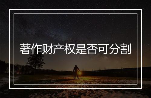 著作财产权是否可分割