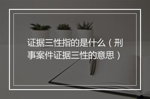 证据三性指的是什么（刑事案件证据三性的意思）