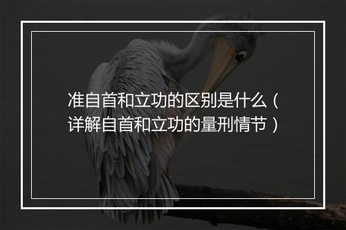 准自首和立功的区别是什么（详解自首和立功的量刑情节）