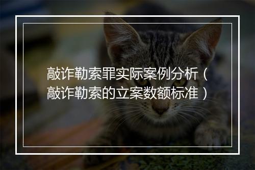 敲诈勒索罪实际案例分析（敲诈勒索的立案数额标准）