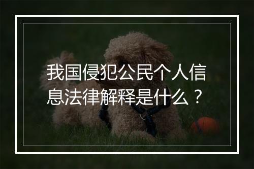我国侵犯公民个人信息法律解释是什么？