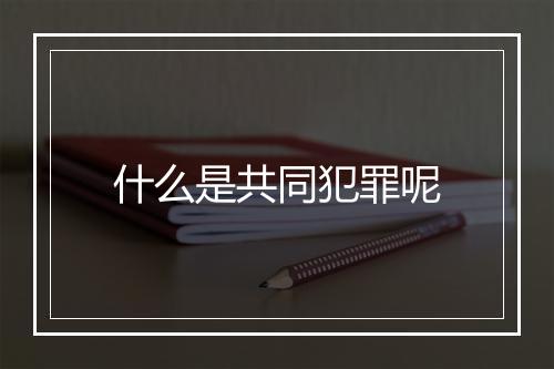 什么是共同犯罪呢