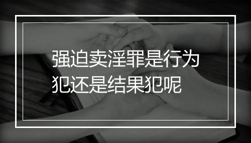 强迫卖淫罪是行为犯还是结果犯呢