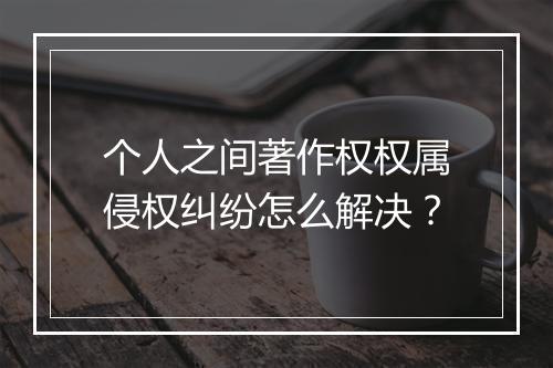 个人之间著作权权属侵权纠纷怎么解决？