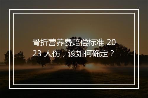 骨折营养费赔偿标准 2023 人伤，该如何确定？