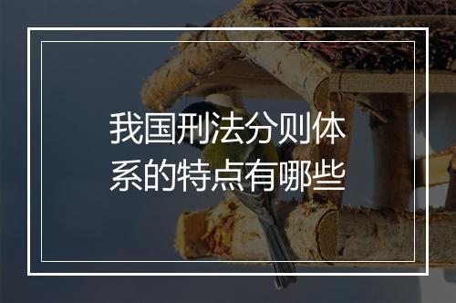 我国刑法分则体系的特点有哪些
