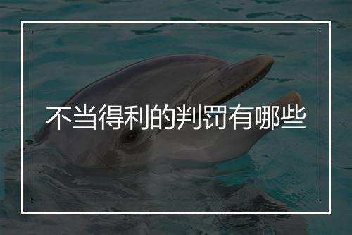 不当得利的判罚有哪些