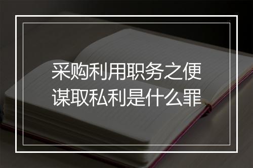 采购利用职务之便谋取私利是什么罪