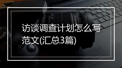 访谈调查计划怎么写范文(汇总3篇)