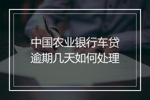 中国农业银行车贷逾期几天如何处理