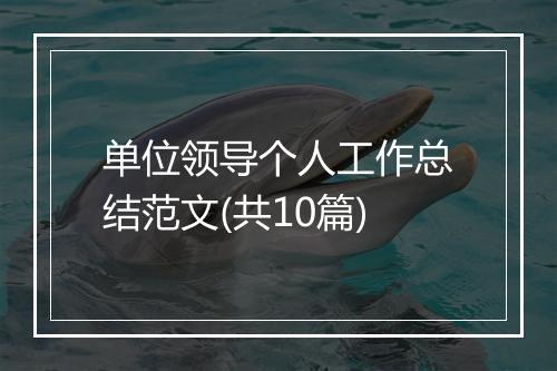 单位领导个人工作总结范文(共10篇)