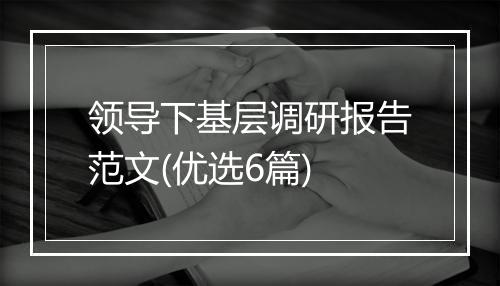 领导下基层调研报告范文(优选6篇)