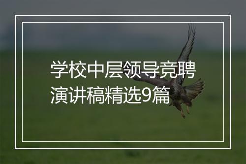 学校中层领导竞聘演讲稿精选9篇