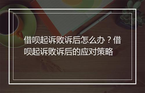 借呗起诉败诉后怎么办？借呗起诉败诉后的应对策略