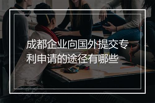 成都企业向国外提交专利申请的途径有哪些