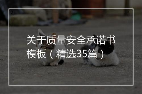 关于质量安全承诺书模板（精选35篇）