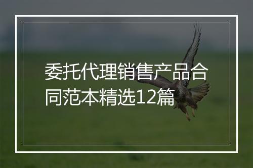 委托代理销售产品合同范本精选12篇