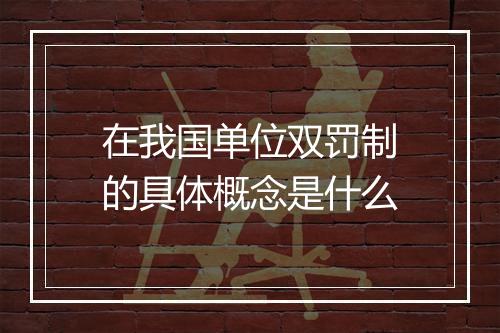 在我国单位双罚制的具体概念是什么