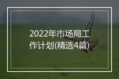 2022年市场局工作计划(精选4篇)