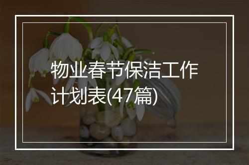 物业春节保洁工作计划表(47篇)