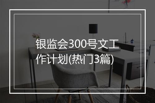 银监会300号文工作计划(热门3篇)