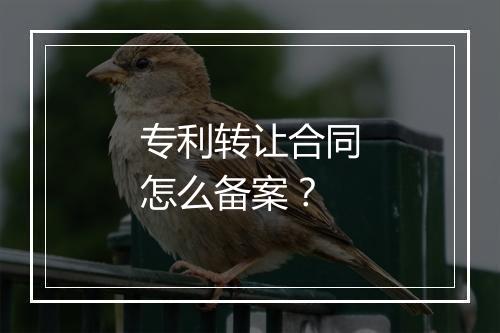 专利转让合同怎么备案？