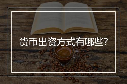 货币出资方式有哪些?