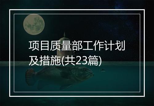 项目质量部工作计划及措施(共23篇)