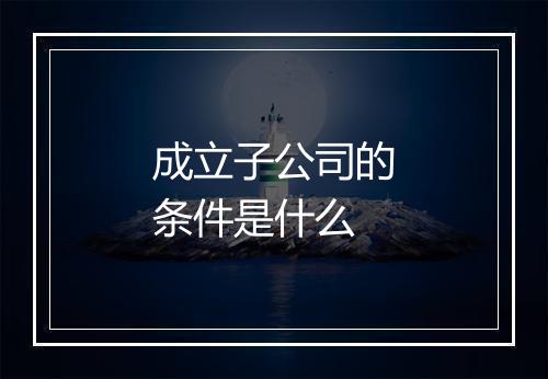 成立子公司的条件是什么