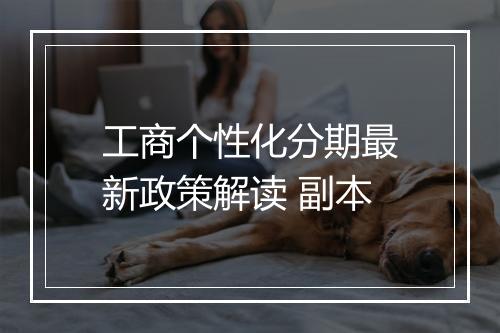 工商个性化分期最新政策解读 副本